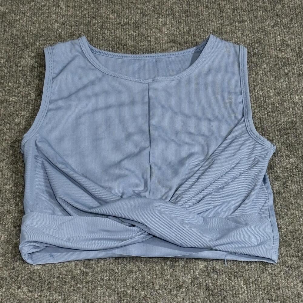 Honeycut Shirt Womens Medium Blue Crop Tank Twist Front Ribbed Activewear